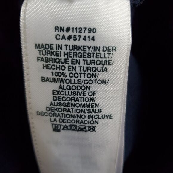 True Religion Men's Tee Large Navy Blue Embroidered Horseshoe Logo Crewneck Long - Picture 10 of 10